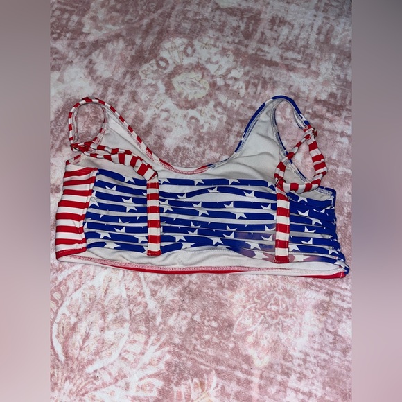 Red and Blue Floral Embroidered Crop Top - Picture 3 of 16